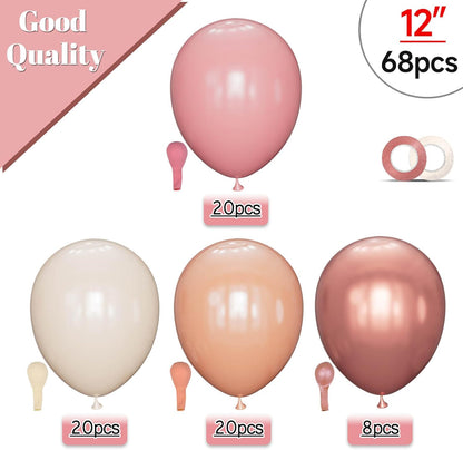 68Pcs Pink and Purple Balloons 12 Inch Metallic Purple Pink Latex Balloon Confetti ballons with Ribbons Party Balloons for Wedding Girls Birthday Baby Shower Decorations.