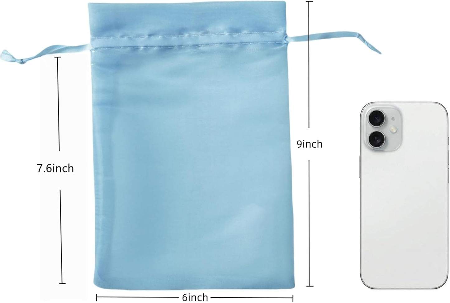 QIANF 20 Pcs Peacock Blue Small Organza Bags 3X4 inch for Wedding Favors with Drawstring, Mini Mesh Gift Bags Jewelry Pouch for Candy Bridal Shower Party Favor Baby Shower Christmas