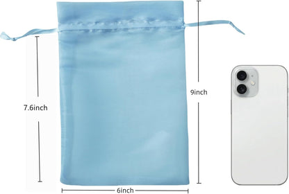 QIANF 20 Pcs Peacock Blue Small Organza Bags 3X4 inch for Wedding Favors with Drawstring, Mini Mesh Gift Bags Jewelry Pouch for Candy Bridal Shower Party Favor Baby Shower Christmas