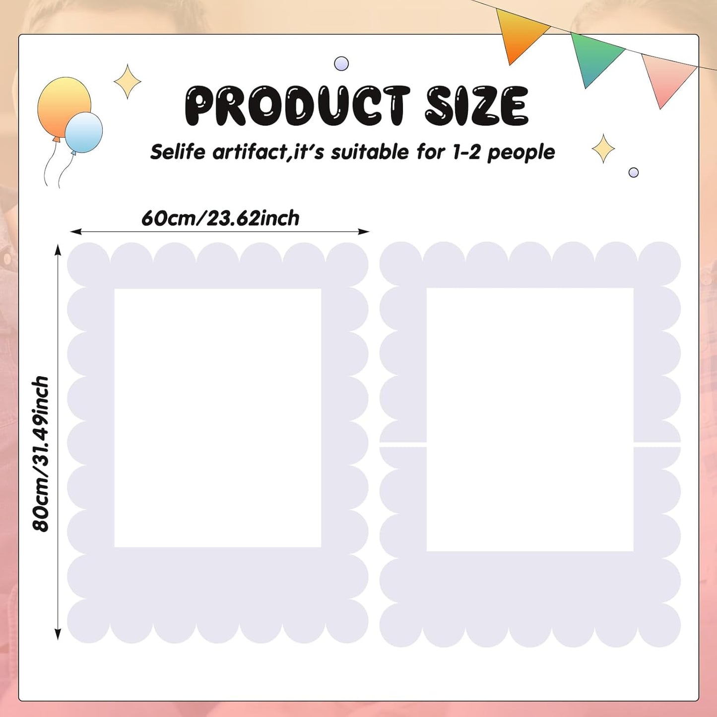 Beeveer 32 x 24 Inch Photo Booth Selfie Frame Prop Booth for Birthday Event Parties Large Blank DIY Cutout Props for Funny Decoration Christmas, Holiday Supplies