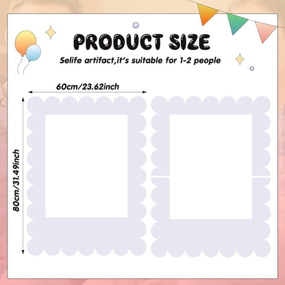 Beeveer 32 x 24 Inch Photo Booth Selfie Frame Prop Booth for Birthday Event Parties Large Blank DIY Cutout Props for Funny Decoration Christmas, Holiday Supplies