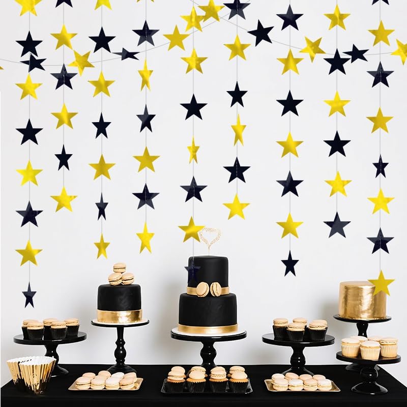 Iridescent Shining Star Hanging Garland Iridescent Hanging Sparkling Star Streamer Glitter Bunting Banner Twinkle Backdrop for Wedding Baby Shower Birthday Christmas Decorations 40 Feet