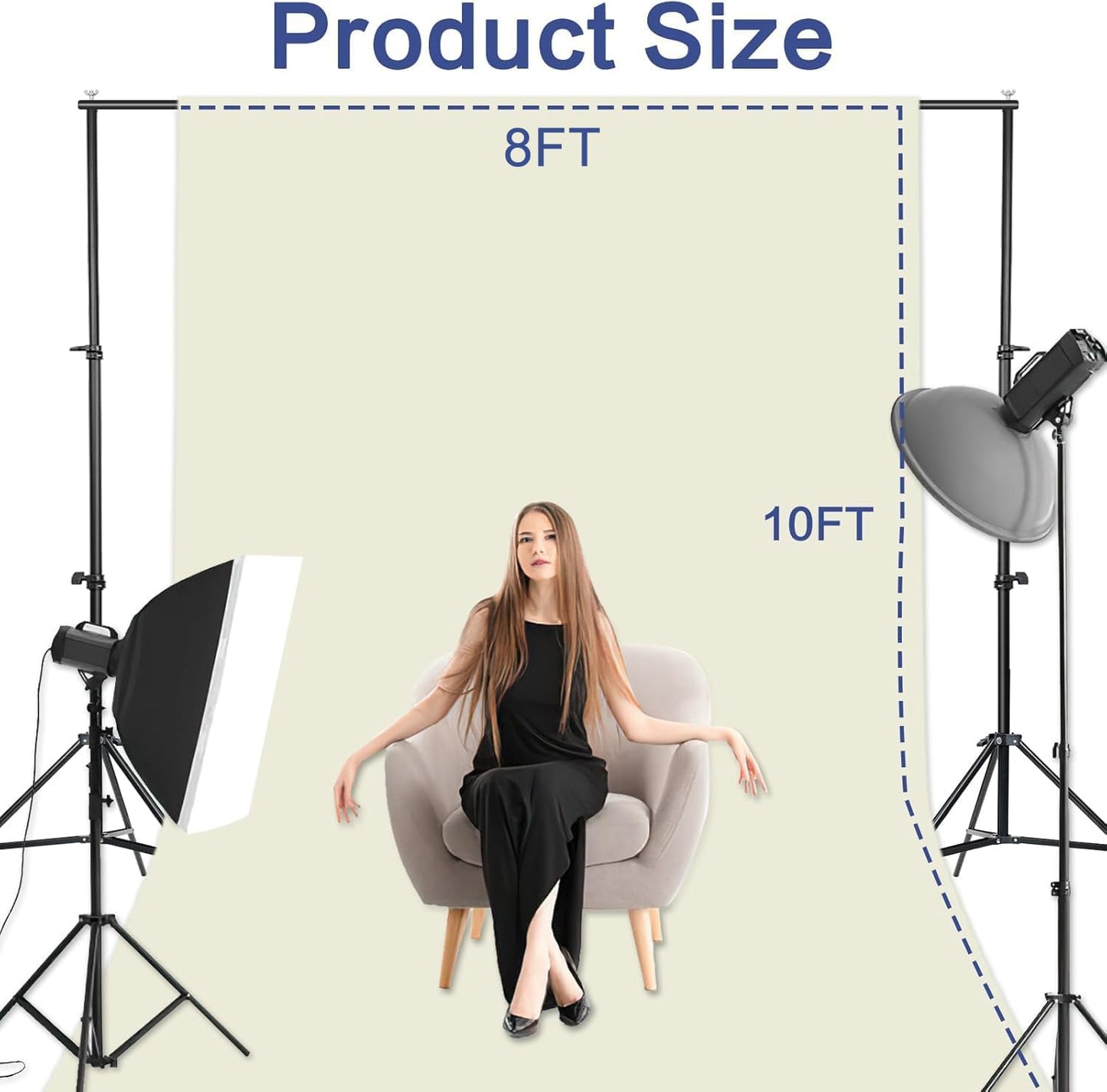 GFCC 8FTX10FT White Backdrop Background for Photography Photo Booth Backdrop for Photoshoot Background Screen Video Recording Parties Curtain