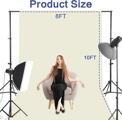 GFCC 8FTX10FT White Backdrop Background for Photography Photo Booth Backdrop for Photoshoot Background Screen Video Recording Parties Curtain