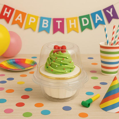 WIKDAY 50 Pcs Individual Cupcake Containers, Clear Plastic Cupcake Holders with Lids, Spacious 3" Design for Frosted Cupcakes, Stackable & Reusable for Parties, Baking, Picnics