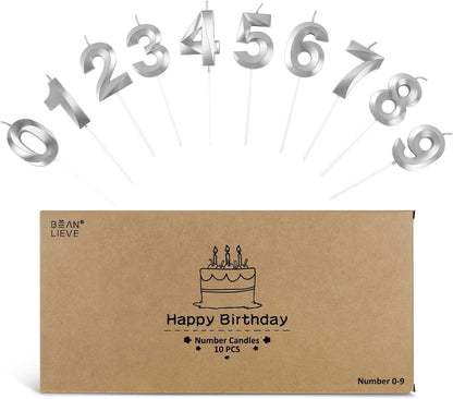 BEAN LIEVE Blue Birthday Candles - Number Cake Candles, Happy Birthday Numeric Candles Number 0 1 2 3 4 5 6 7 8 9 Used for Cake Decoration on Birthday Parties and Wedding Anniversary Celebration
