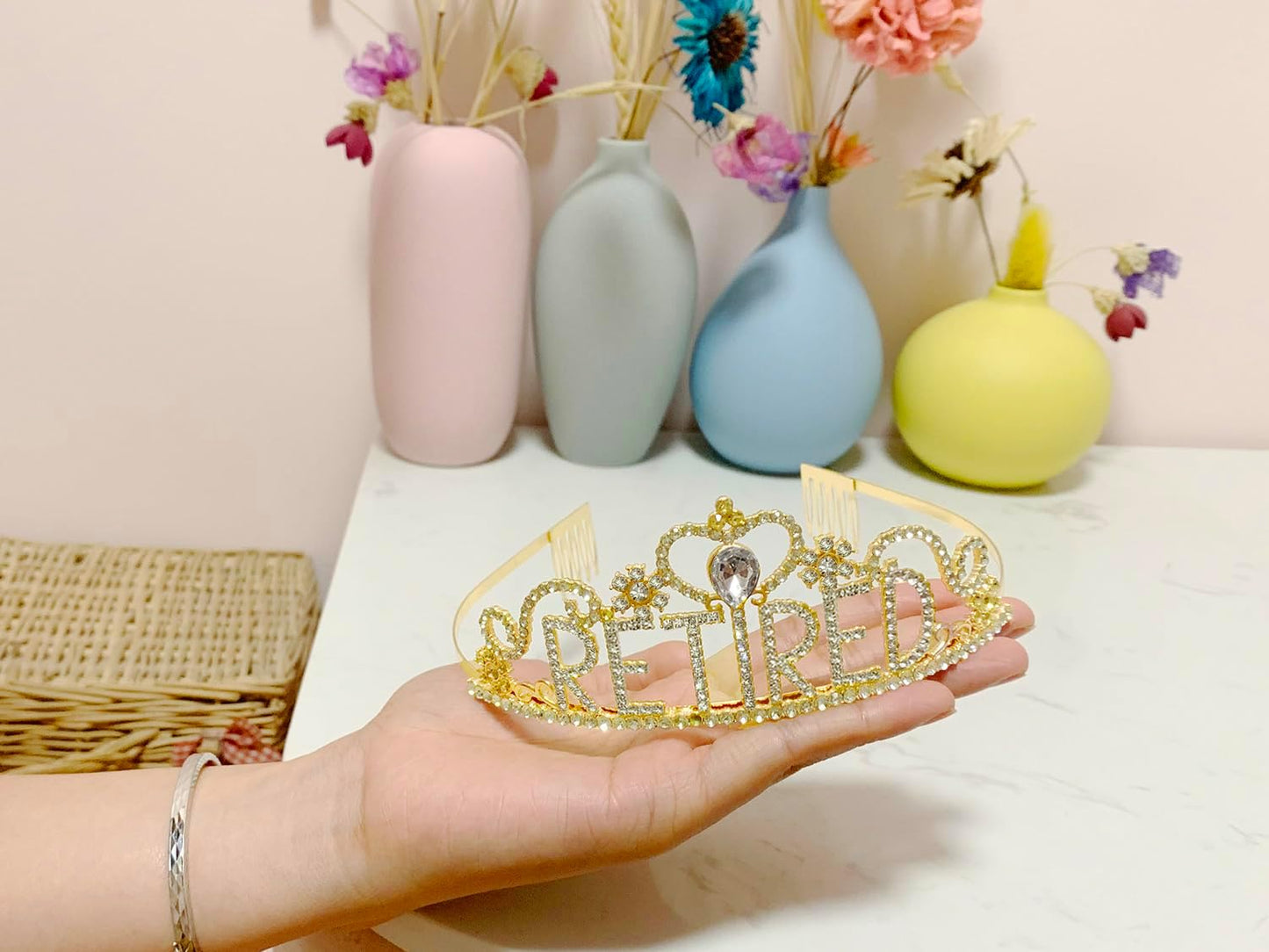 JETKONG Retirement Party Decorations Retired Tiara/Crown, Retired Sash for Women Retirement Gifts, Retirement Party Supplies, Gifts, Favors (Rose Gold)