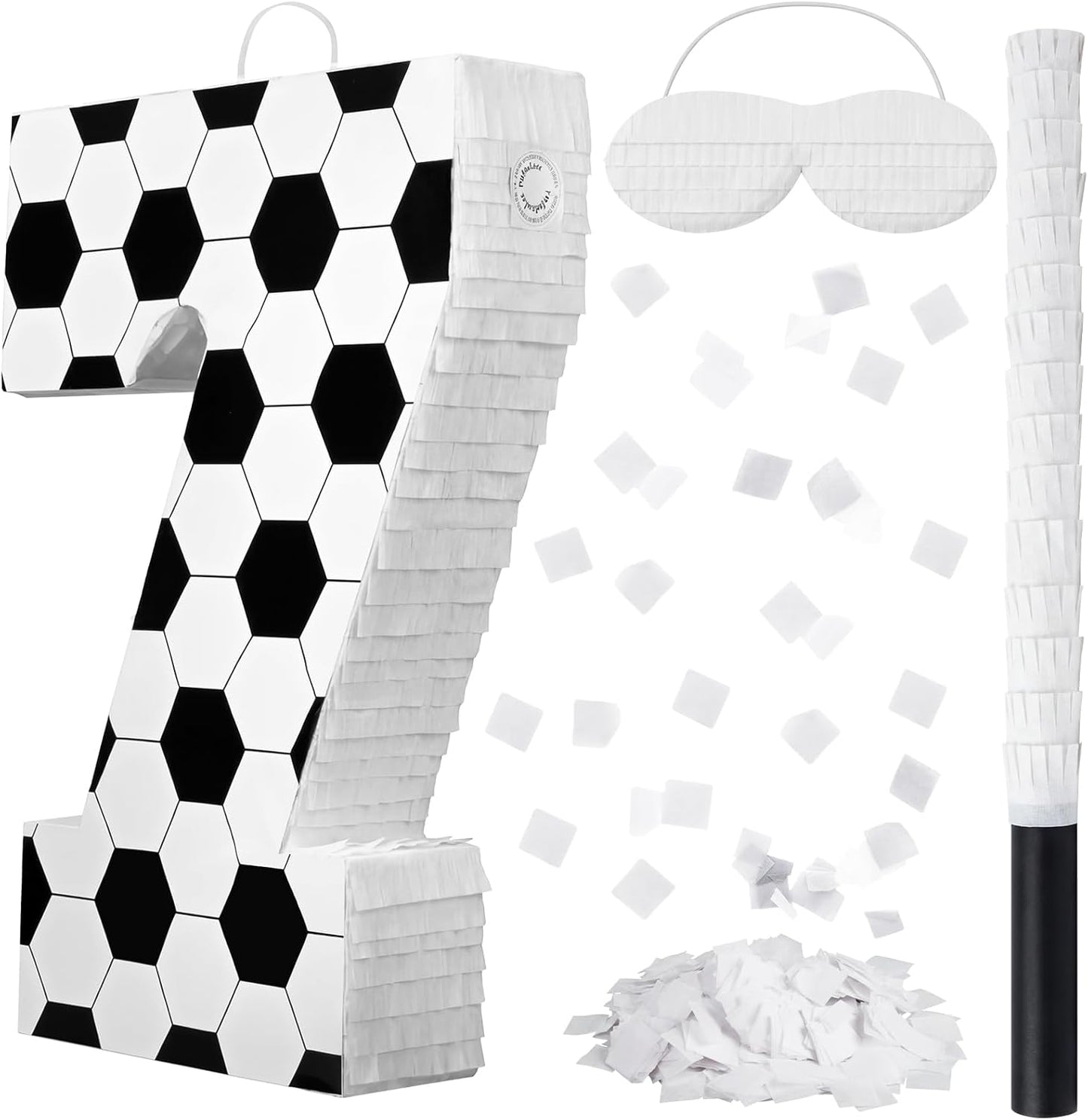 Gemscream Number 9 Soccer Piñata Bundle with Blindfold and Stick Small Piñata Party Decoration for Mexican Fiesta Cinco De Mayo School Anniversary Football Party Celebration Gift 15.75 x 11 x 2.8 in