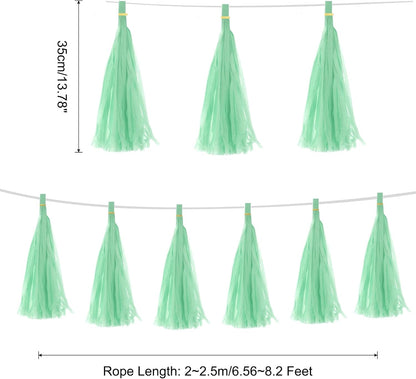MECCANIXITY 20Pcs Light Blue Tassel Garland Banner with Rope Tissue Paper Tassels Party DIY Kits for Anniversary Wedding Birthday Party