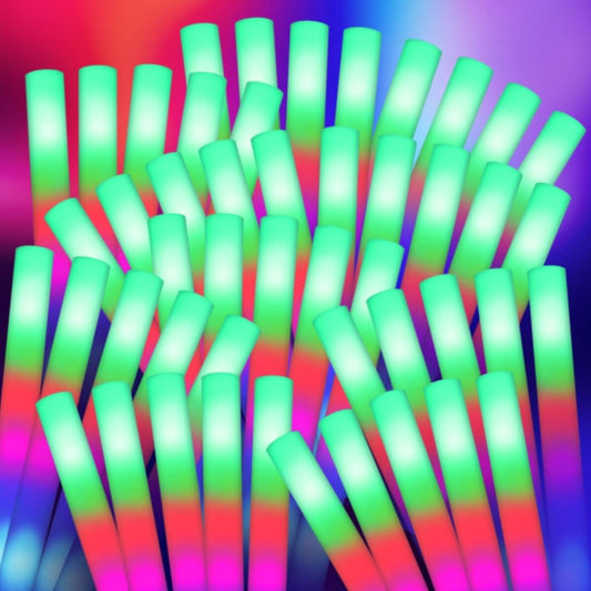 48 Foam Glow Sticks for Party Pack: Wedding Essentials Parties Supplies Bulk - 3Modes Colorful Flashing Led Light Up Dark Stick - Dance Floor Props for Birthday Carnival Raves Concert (48 PK / SET)