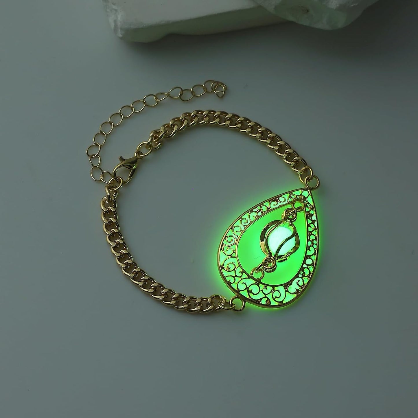 EEQQBZ Glow in The Dark Silver Teardrop shape bracelets,Fantasy Glowing Jewelry bracelets