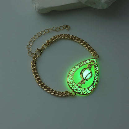 EEQQBZ Glow in The Dark Silver Teardrop shape bracelets,Fantasy Glowing Jewelry bracelets