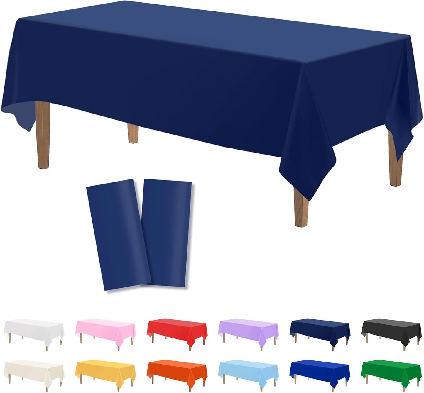 Kopokita 2PCS Black Plastic Tablecloths 54 x 108 Inch, Disposable Table Cloths Rectangle Party Table Covers