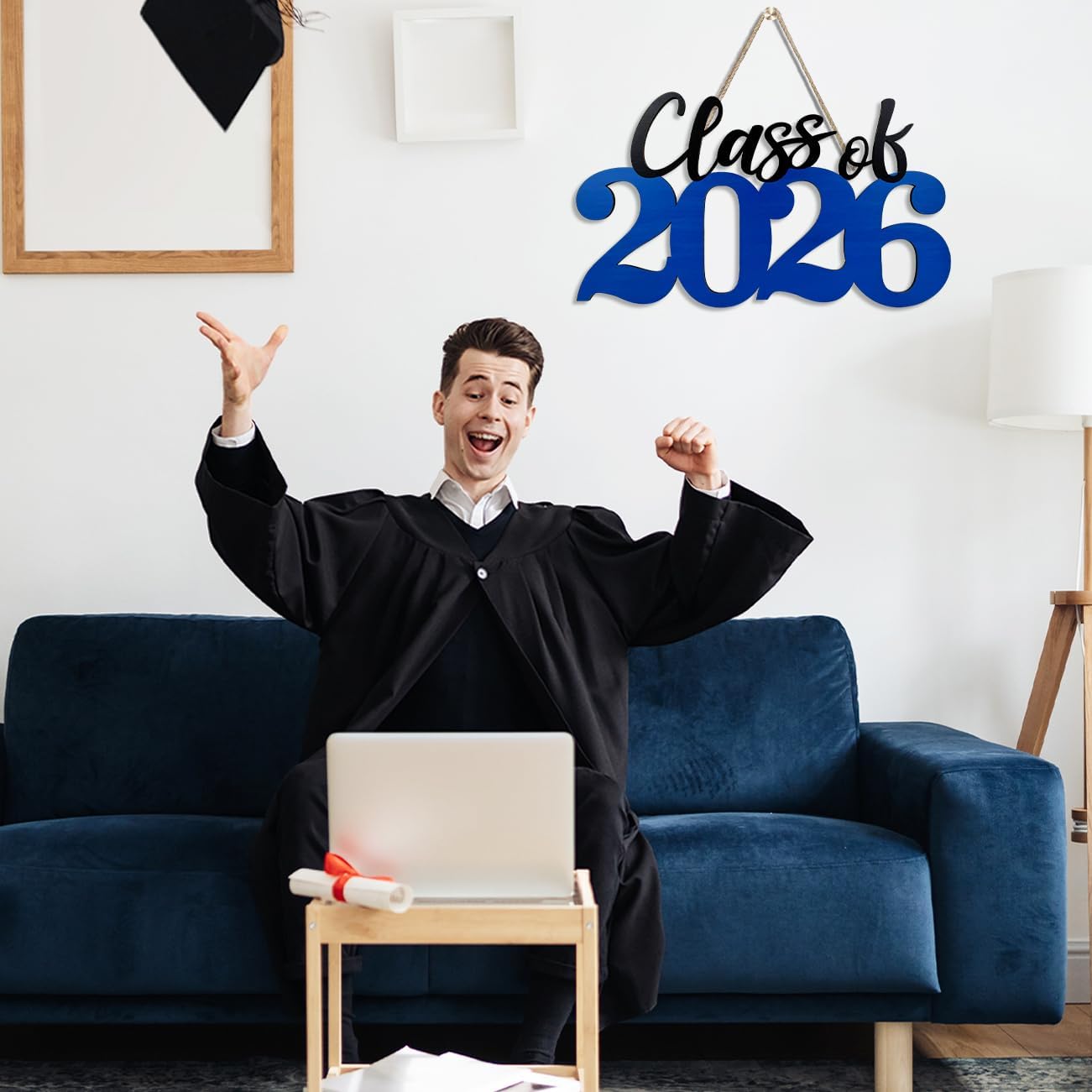 Class of 2026 Wooden Sign Graduation Party Decorations 2026 White Graduation Photo Booth Prop Senior2026 Sign for High School College Party