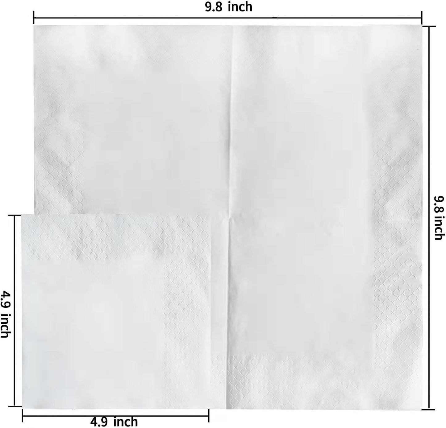 200 Count Napkins 2 Ply Plain White Beverage Napkins Disposable Four Fold Cocktails Paper Napkins 4.9" X 4.9" folded for Party and Every Day Use