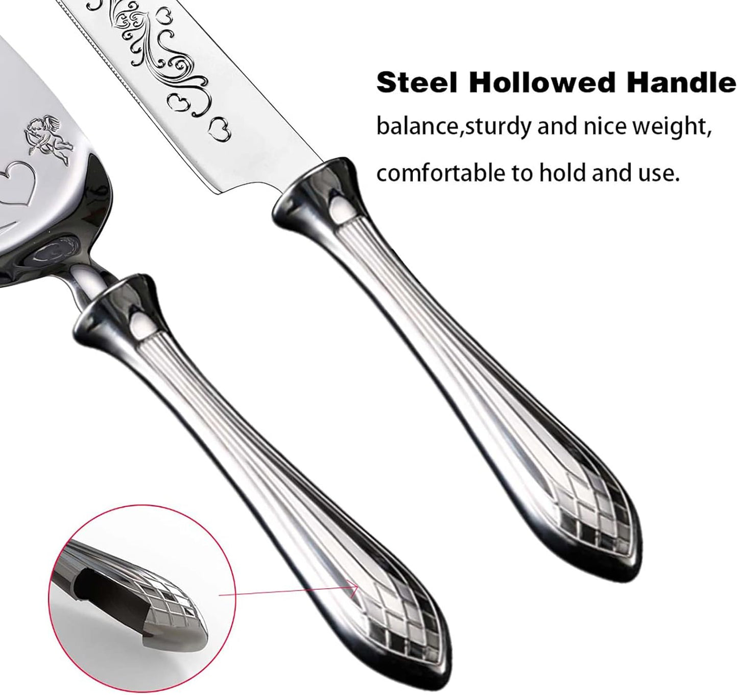 Cake Knife and Server Set,18/10 Stainless Steel Cake Cutting Set, Sweet Love Cake Serving Set Perfect For Wedding, Birthday,Home, Parties and Events
