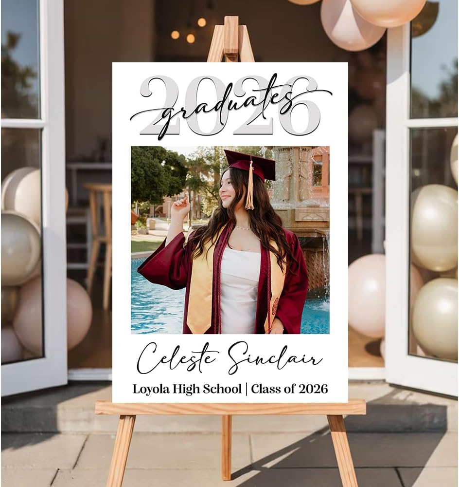 Graduation Party Welcome Sign, Custom Photo Grad Party Sign, Personalized High School & College University Grad Decoration #4