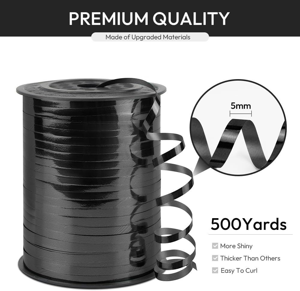 KMER LIFE White Crimped Curling Ribbon, 1/5" Wide x 500 Yards Christmas Curling Ribbons for Gift Wrapping, Party Decoration, Balloon String, Crafting, Balloon Ribbons for Florist Flower (1 Roll)