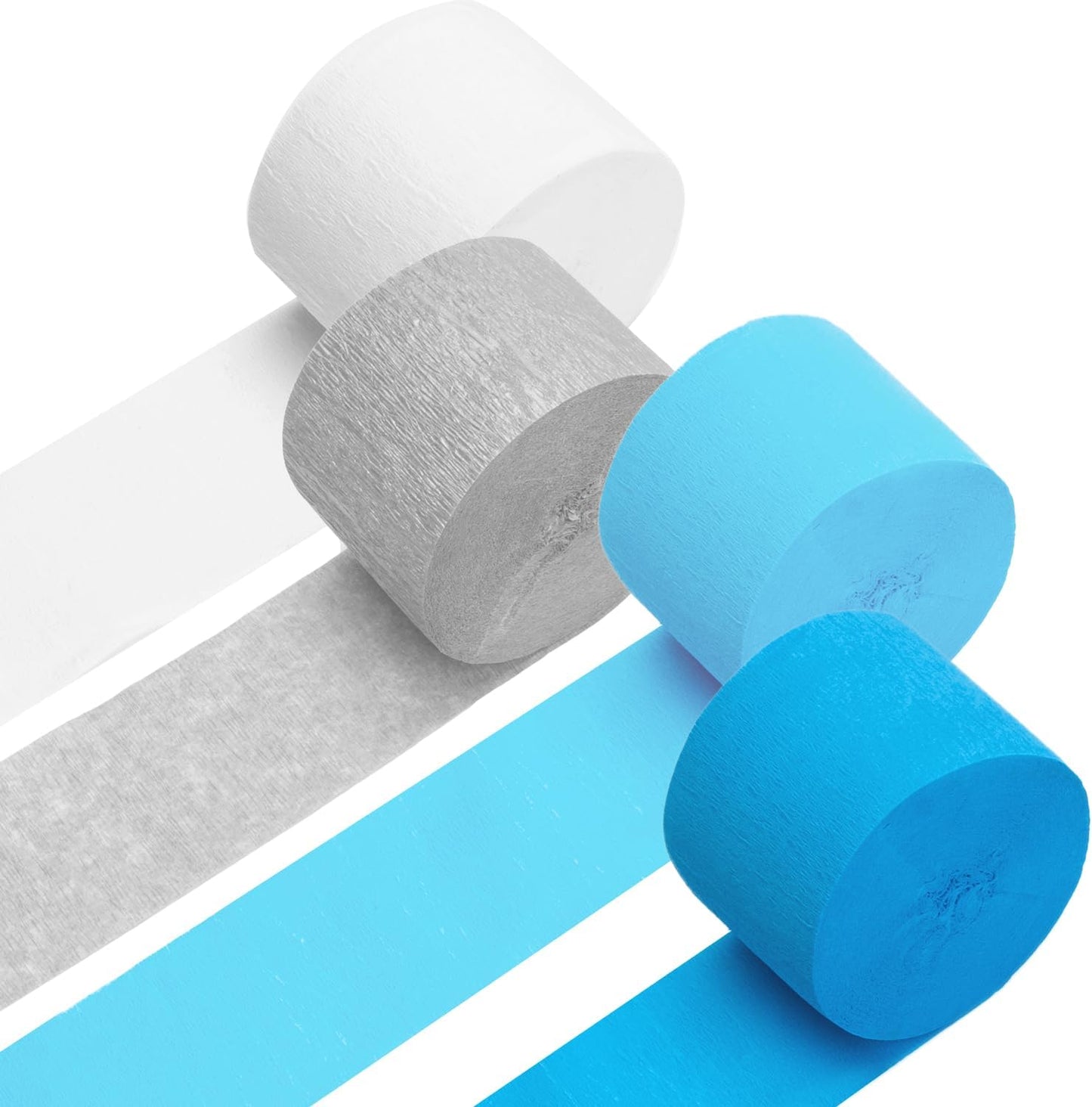 PIGETALE Crepe Paper Streamers 4 Rolls 328ft, Pack of Unique 3 Purple and White Party Streamer for Birthday Wedding Ceremony Baby Shower Party Decorations DIY Supplies Art Crafts (1.8Inch x 82Ft/Roll)