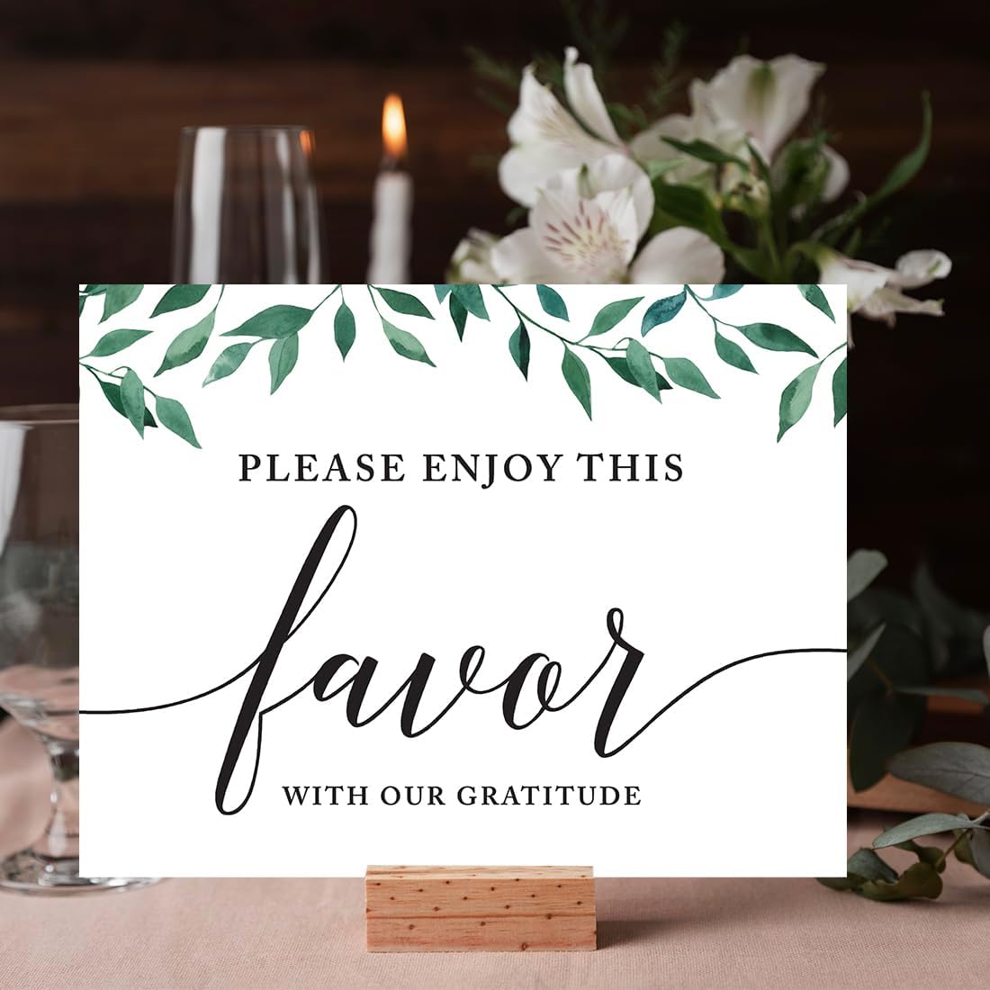 Andaz Press Wedding Party Signs, Natural Greenery Green Leaves, 8.5x11-inch, Bridal Shower Scavenger Hunt, 1-Pack - Colors B
