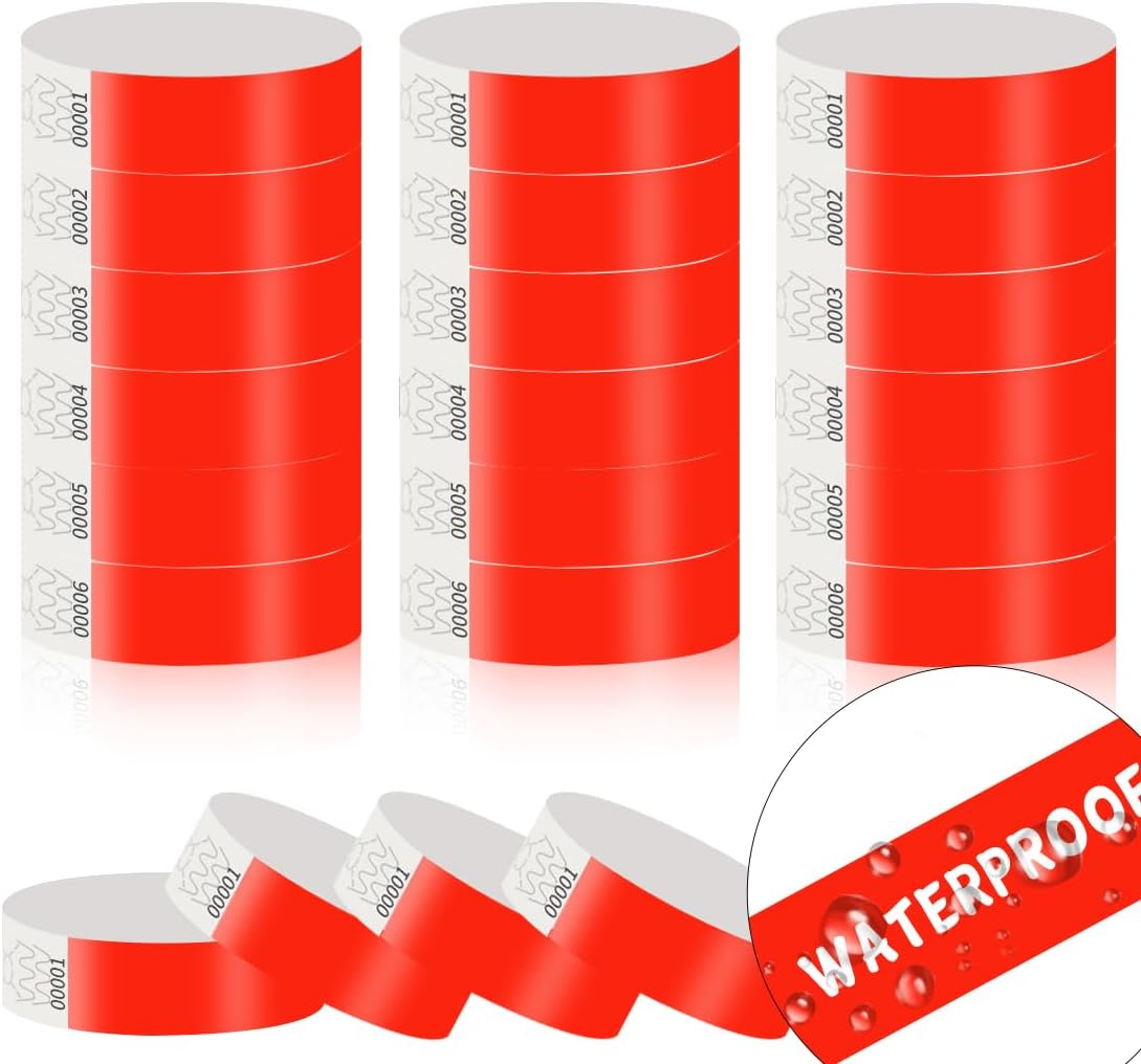 300 Pack Paper Wrist Bands for Events Waterproof Wristbands Lightweight Festival Identification Arm Bands Neon Adhesive Event Bracelets for Party（Black）