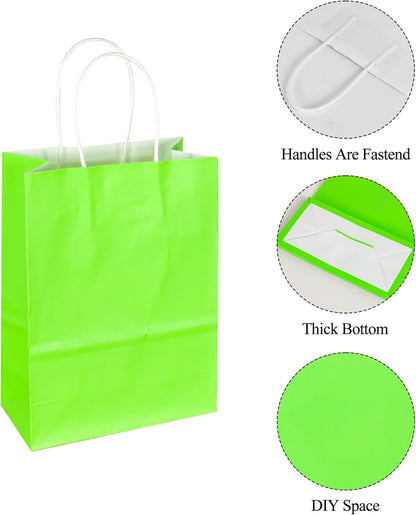 BLEWINDZ 32 Pieces Gift Bags with 32 Tissues, 8 Colors Party Favor Bags with Handles, Rainbow Gift Bag for Wedding, Birthday, Party Supplies and Gifts
