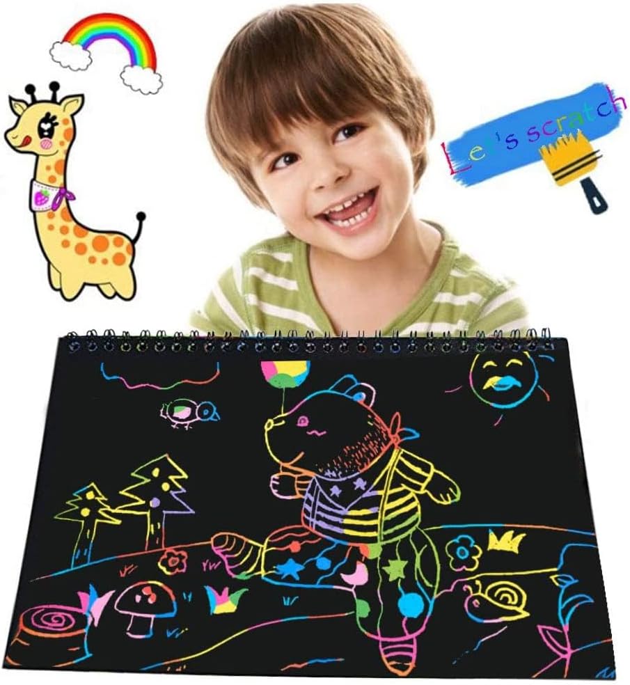 I&Art Scratch Art Books for Kids Scratch Art Paper Rainbow Scratch Art for Best Gifts