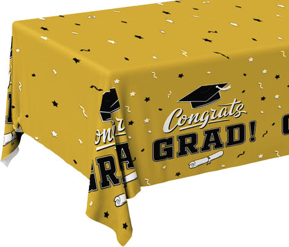 Gatherfun Graduation Party Decorations, Gongrats Grad Tablecover for Graduation Party Supplies, 3 pcs Green Table Cloths, 54"x108"