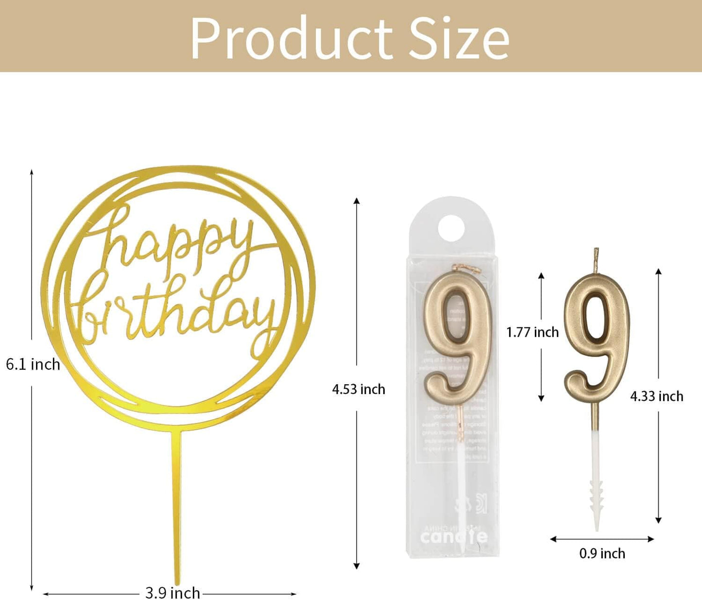 10-Piece Number Birthday Candles - Glitter Cake Toppers for Birthday & Wedding Parties