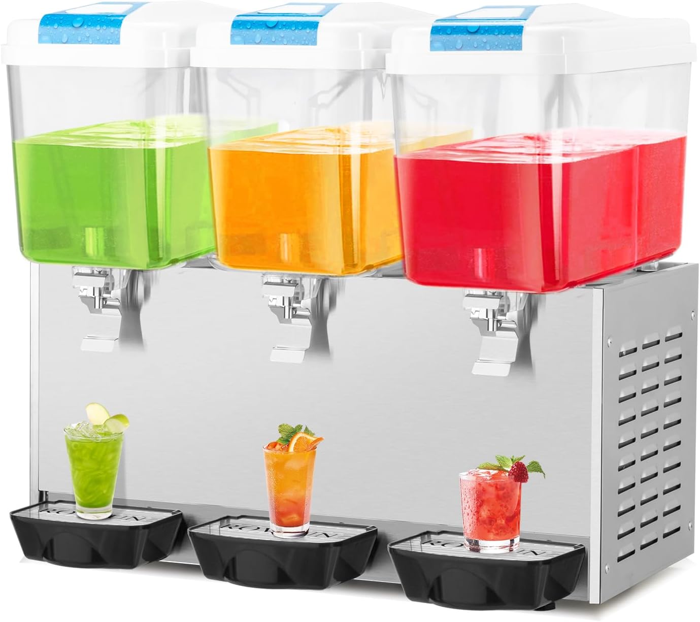 ROVSUN 9.6 Gal/36L Commercial Beverage Dispenser, 18L X 2 Tanks Cold Drink Commercial Juice Dispenser Stainless Steel with Thermostat Controller for Home Restaurant Bar Party 110V/60HZ