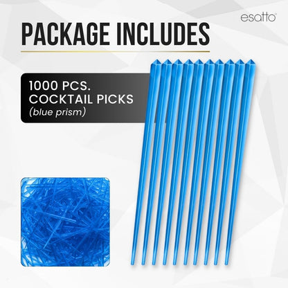 1000 Pcs Cocktail Picks Prism 7.62cm (3") - Sleek, Stylish Garnish for Cocktails, Perfect Plastic Toothpicks for Appetizers & Drinks, Versatile Fancy Skewers Food Pick for Charcuterie Parties