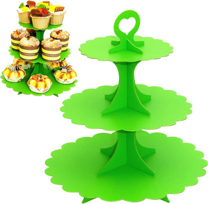 White Cupcake Stand Tower, 3-Tier Cardboard Dessert Display with Heart Handle,Perfect for Birthday Baby Shower Wedding Tea Party Graduation, Easy 60-Second Assembly, Holds 12+Cupcakes (1-Pack)
