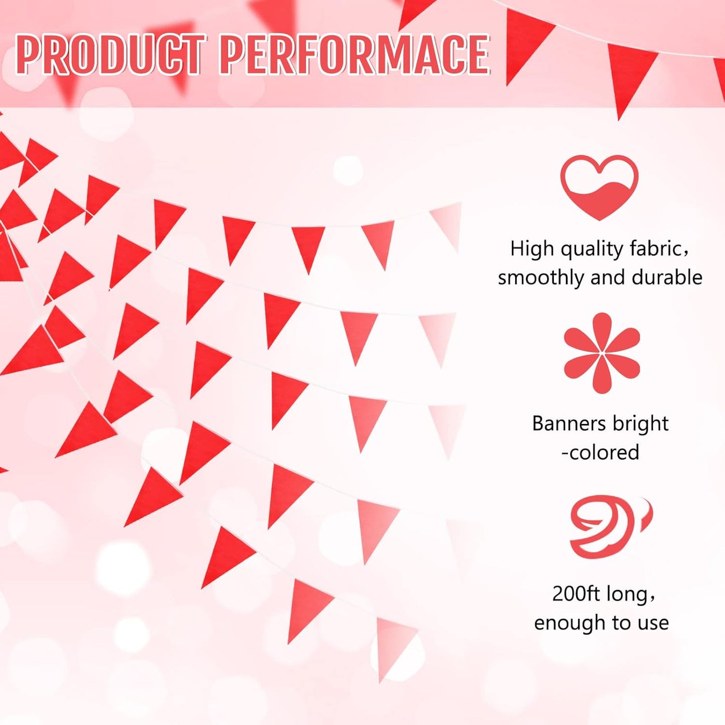 Tatuo 200 Feet Solid Pennant Banners Flags String Triangle Hanging DIY Bunting Flags Party Decorations for Grand Opening Party Banners for Kids Birthday, Shops (White)
