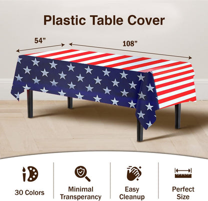 Exquisite Party Solids 6-Pack Premium Plastic Tablecloth 54in. x 108in. Rectangle Plastic Table Cover - Navy