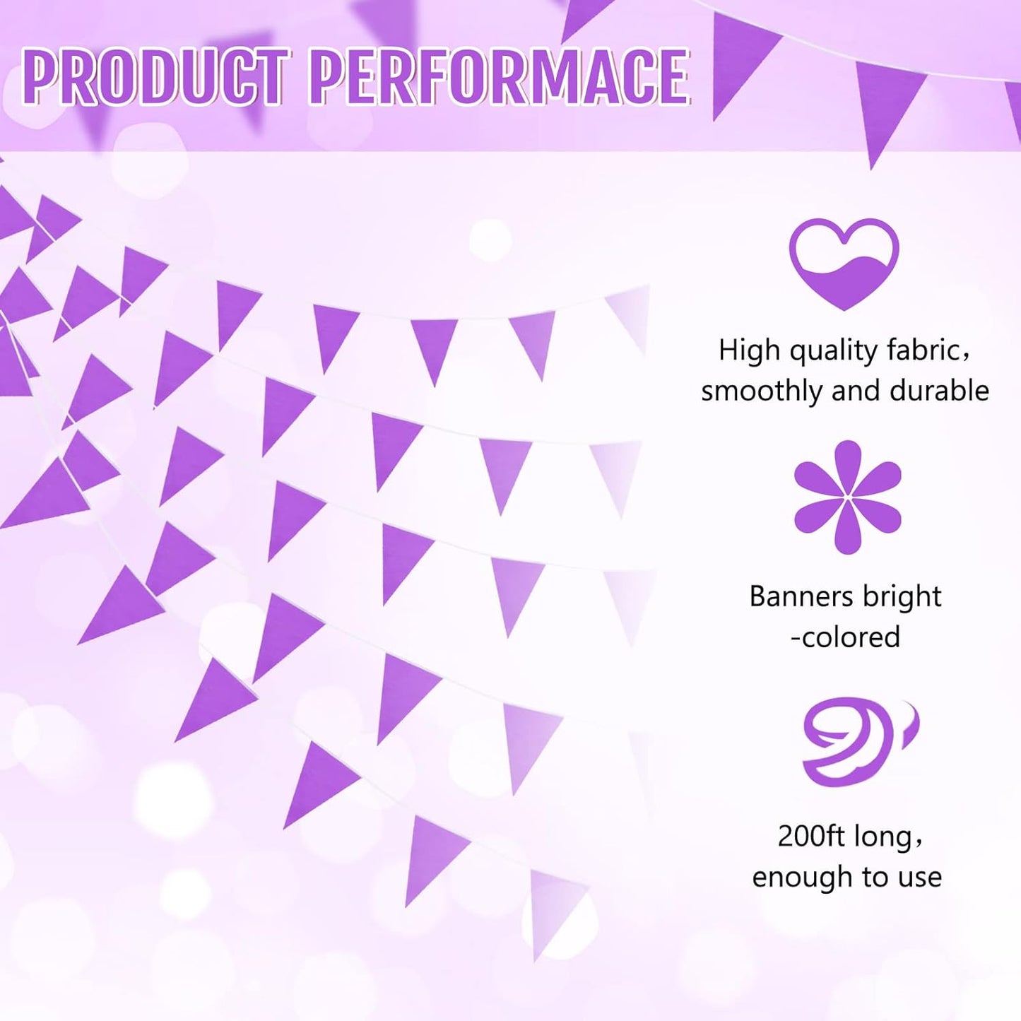 Tatuo 200 Feet Solid Pennant Banners Flags String Triangle Hanging DIY Bunting Flags Party Decorations for Grand Opening Party Banners for Kids Birthday, Shops (White)
