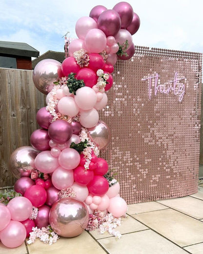 Bezente Pink Balloons Set,60pcs 12 inch Metallic Pearl Pink, Hot & Pastel Pink Latex Balloons Kit for Birthday,Wedding,Baby Shower,Princess Theme Party Decorations