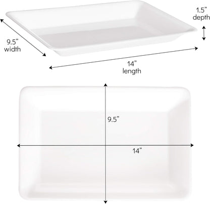 Plasticpro Plastic Serving Trays - Serving Platters Rectangle 10 X 14 Disposable Party Dish Crystal Clear Pack of 4