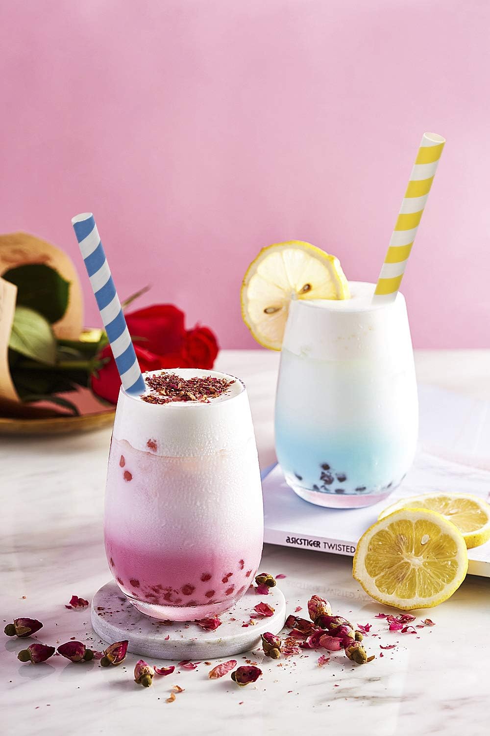 100 Pack, Extra Wide Paper Smoothie, Boba Straws - 10 mm Wide Biodegradable Straws for Bubble Tea (Tapioca, Boba Pearls), Milkshakes, Jumbo Drinks - Shower, Wedding Party Supplies Decorations