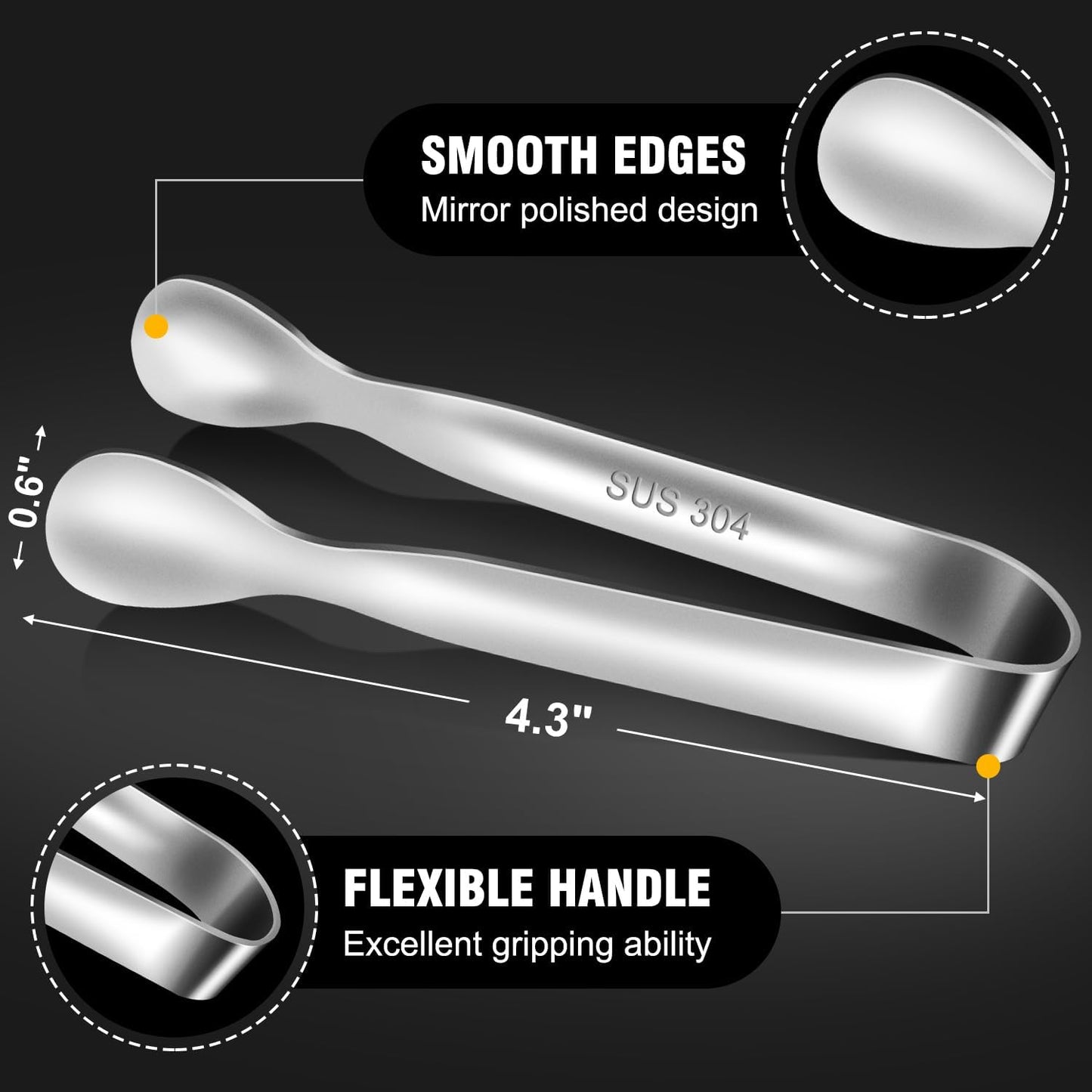 EDDEAS 12 PCS Small Serving Tongs, 4.3" Mini Gold Tongs, Gold Kitchen Tongs for Serving Food, Coffee Bar, Tea Party, Desserts Party and Ice Bucket