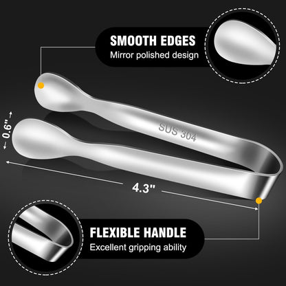 EDDEAS 12 PCS Small Serving Tongs, 4.3" Mini Gold Tongs, Gold Kitchen Tongs for Serving Food, Coffee Bar, Tea Party, Desserts Party and Ice Bucket