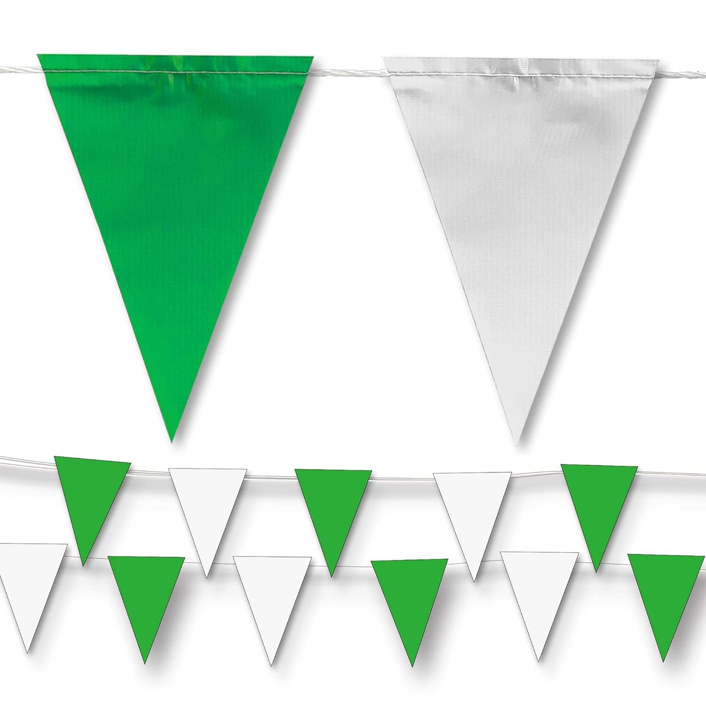 Black & White Pennant Banner Flags | Heavy-Duty Outdoor | OSHA 500lb Rated | Strand Fade Resistant 【102FT】