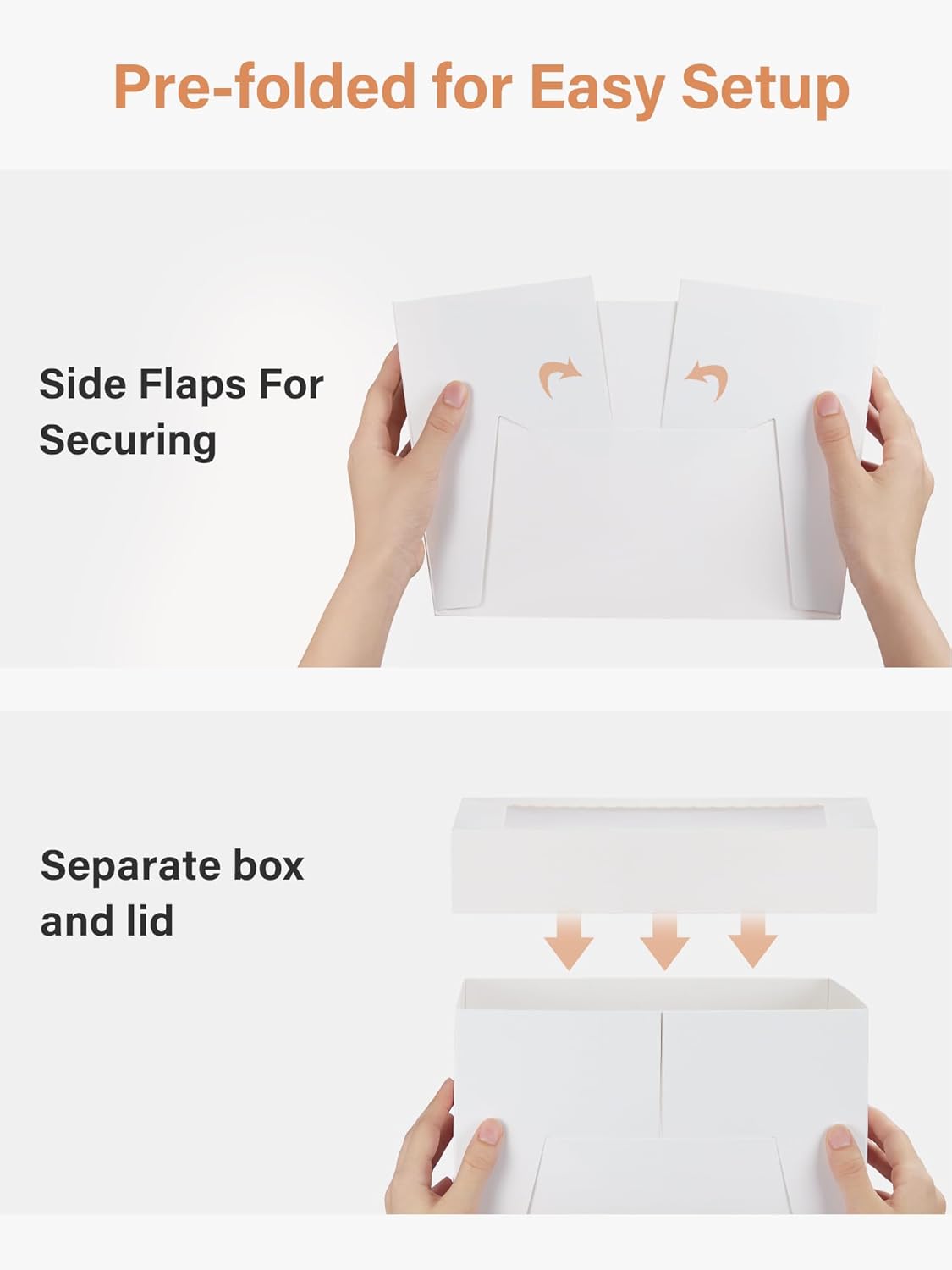 Kootek 10 Sets Cake Boxes with Cake Boards, 10x10x8 Inch White Tall Cardboard Containers for Multi-Layer Desserts, Perfect for Decorating, Mother's Day & Bakery Use