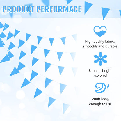 Tatuo 200 Feet Solid Pennant Banners Flags String Triangle Hanging DIY Bunting Flags Party Decorations for Grand Opening Party Banners for Kids Birthday, Shops (White)