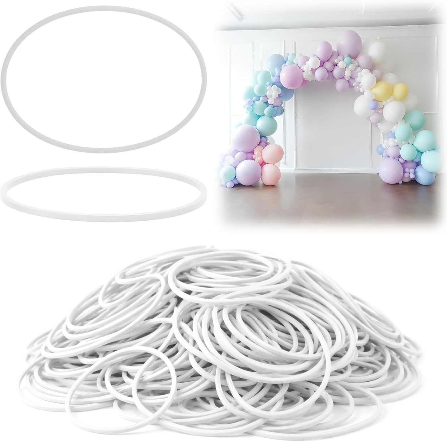LemonRoad 200 Pcs Black Rubber Bands for Balloon Arch Elastic Tying Bands for Balloon Garland Background Curtain Decoration Fixing and Connecting 3.15 Inch Folded Length
