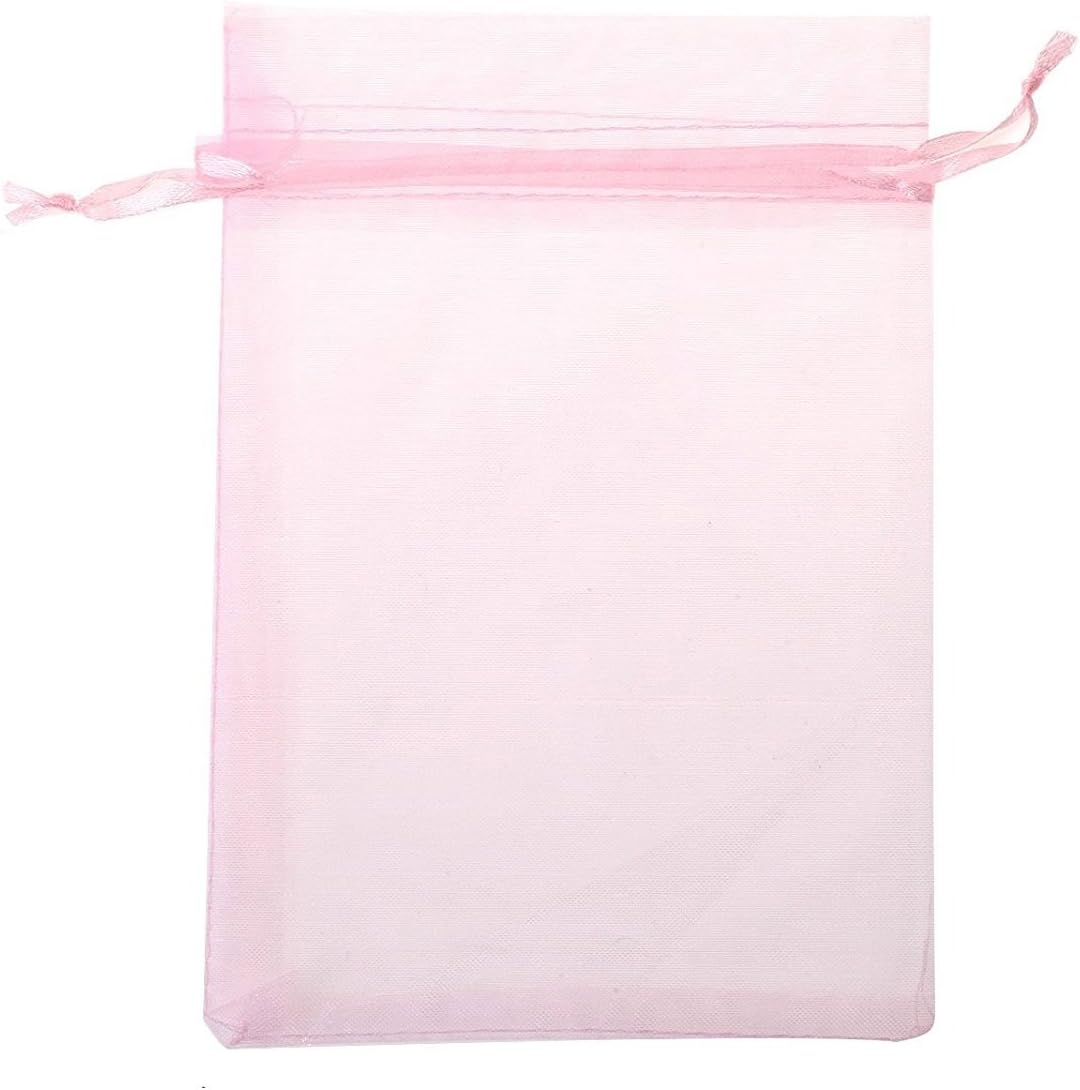 Wudygirl 100pcs 5X7 Inches White Organza Bags Christmas Drawstring Pouches Party Wedding Favor Bags Goodie bags(White 5x7)