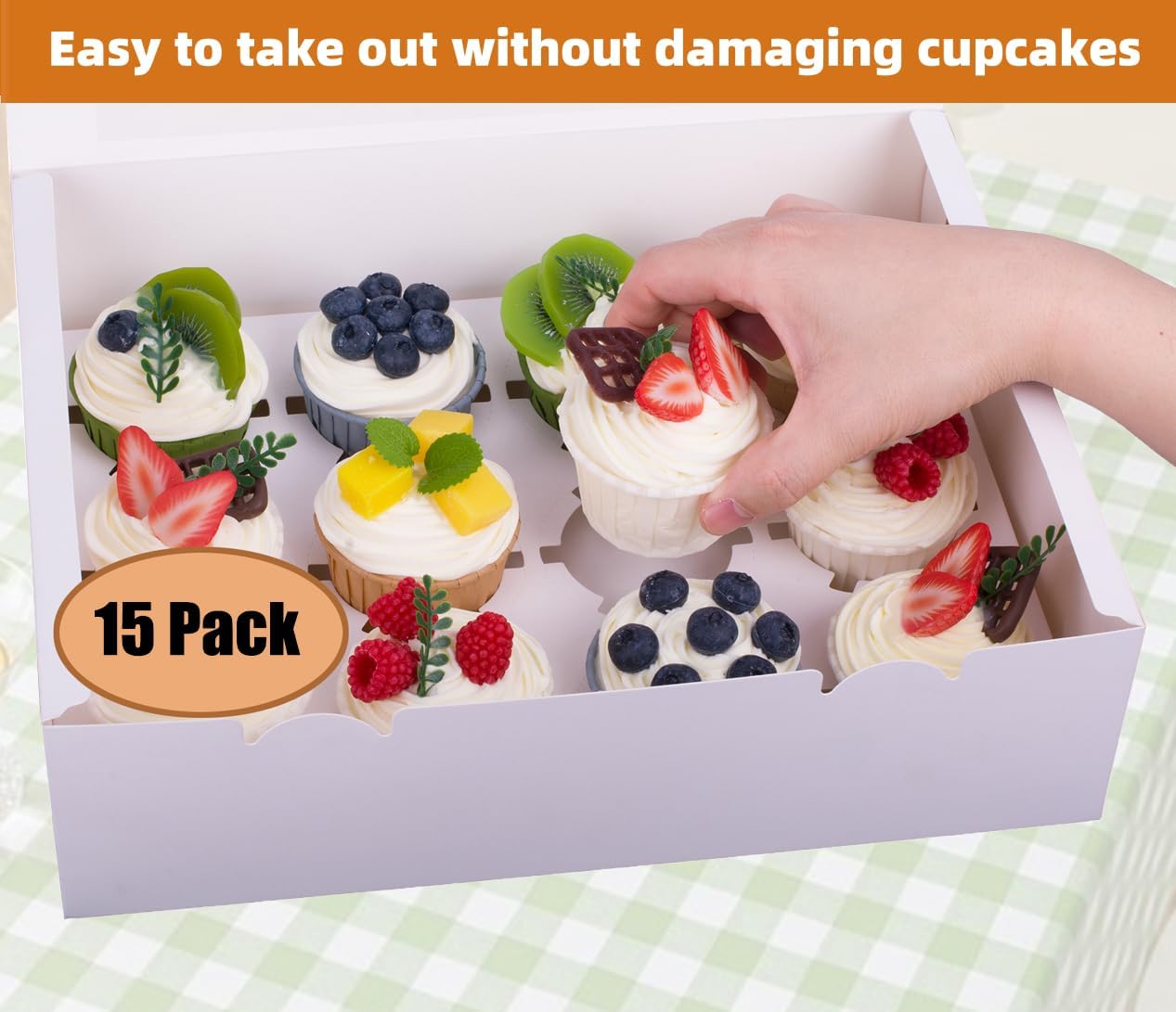 6-Set Cupcake Boxes Hold 12 Standard Cupcakes, Food Grade Cupcake Holders Bakery Carrier Boxes with Windows and Inserts for Cupcakes, Muffins and Pastries (White-6 Pack)