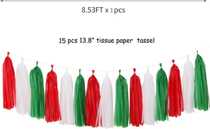 Navy-Blue White-Silver Tassel Garland Streamers - 15pcs Party Decorations Tissue Paper Tassels Banner,Graduation 2025 Wedding Baby Bridal Shower Hanging Decoration Boy Birthday Backdrop Decor Panduola