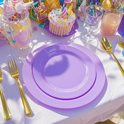 FLOWERCAT 60PCS White Plastic Plates - Heavy Duty White Disposable Plates for Mother's Day/Birthday Party/Wedding -serve for 30 guests Include 30PCS 10.25" & 30PCS 7.5" Plates for Party