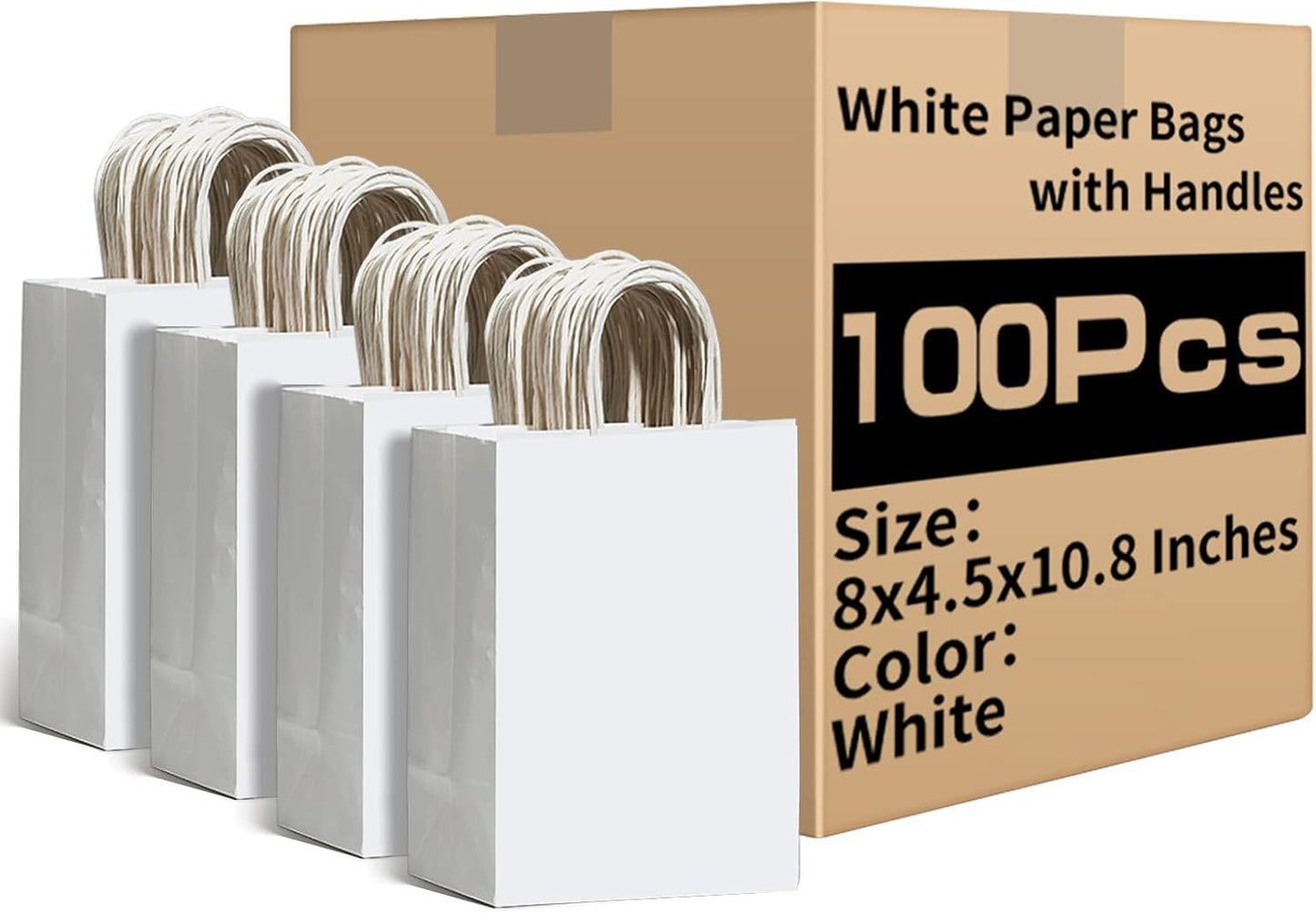 RACETOP 32 Pack Small Paper Gift Bags with Handles, 5.8"×3.2"×8.25" Kraft Paper Party Favor Bags Bulk for Kids Birthday, Baby Shower, Crafts, Wedding, Party Supplies (8 Colors)