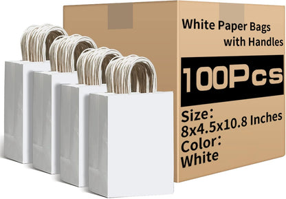 RACETOP 32 Pack Small Paper Gift Bags with Handles, 5.8"×3.2"×8.25" Kraft Paper Party Favor Bags Bulk for Kids Birthday, Baby Shower, Crafts, Wedding, Party Supplies (8 Colors)